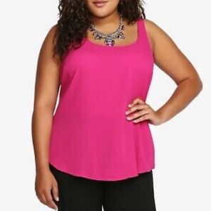 Pink Ruffle Chiffon Sheer Sleeveless Tank Top